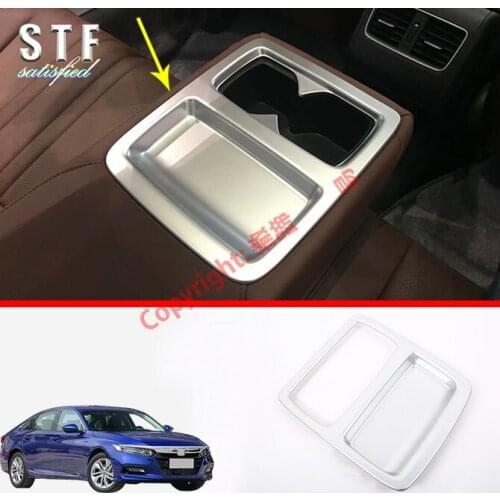 ABS Pearl Chrome Interior Rear Cup Drink Holder Cover Trim Bezel Frame Molding Garnish For Honda Accord MK10 2018 2019