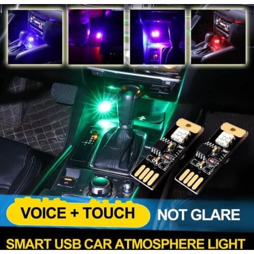 Car LED Atmosphere Light RGB Music Rhythm Light Touch And Sound Control With USB Socket Auto Decorative Lamp Car Styling