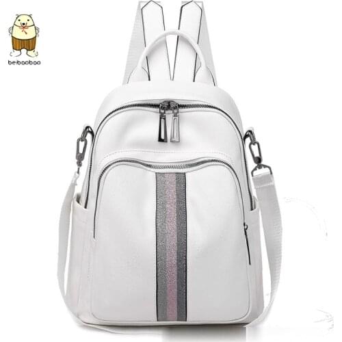 Beibaobao 2020 young student bag white famous designer design new PU leather waterproof bag college style