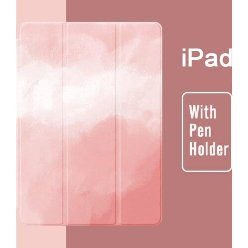 Ink Painting for Air 4 iPad Pro 2020 Case Cute Air With Pencil Holder 8th Generation 7th 2018 Mini 5 Cover Silicone For 10.5