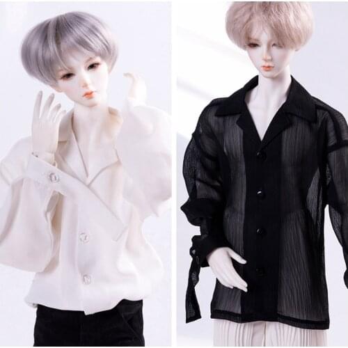 D03-P196 children handmade toy 1/3 1/4 uncle SSDF Doll clothes BJD/SD doll clothes Black and white chiffon shirt 1pcs