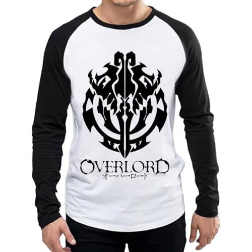 Long Sleeve Overlord T Shirt Fashion Mens White Color Anime Overlord T Shirt Top Tees tshirt Full Sleeve Overlord Logo T-shirt