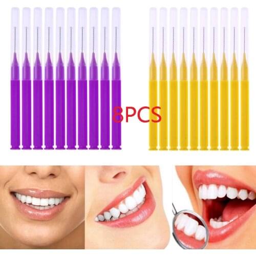 8pcs/Pack Floss Sticks Tooth Flossing Head Hygiene Dental Plastic Toothpick Interdental Brush Cleaning Oral Health Wholesale