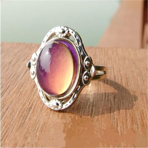 Temperature-Sensitive Chromotropic CZ Stone Ring NightClub Personality Fashion Jewelry Ladies'Individuality Interesting Ornament