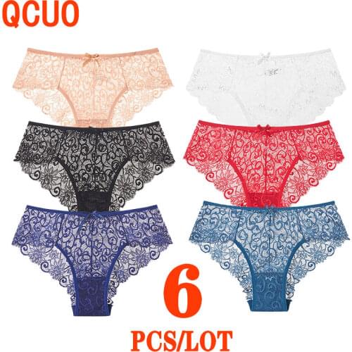 QUCO Brand 3 Pcs/lot Mesh Panties Set Underwear Women Womens Sexy Lingerie Transparent Calcinha Seamless Breeches Lace Briefs