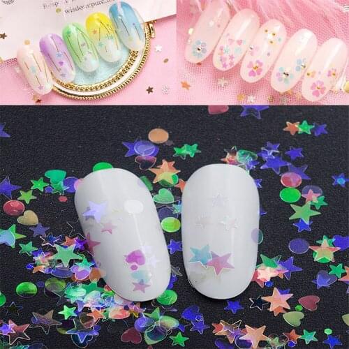 Buy 1 get free 1 Mixed Size Nail Glitter Paillette Holographic Powder Luminous Powder Nail Sequins Manicure Nail Art Decorations