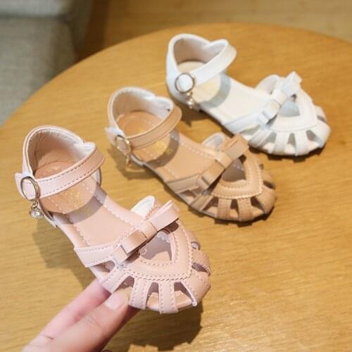 Summer Toddler Infant Children Kid Baby Girls Solid Colors Casual Leather Hollow Out Shoes Bowknot Sandals Princess Shoes#g4