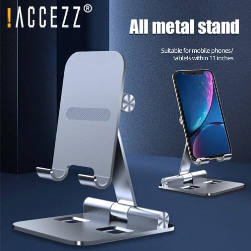 !ACCEZZ Foldable Metal Desktop Phone Stand Holder For iPhone 11 12 Xiaomi Samsung Adjustable Universal Table Cell Phone Holder