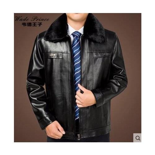 Motorcycle fur collar leather jacket men plus velvet thickening winter jackets men jaqueta de couro masculino plus size black