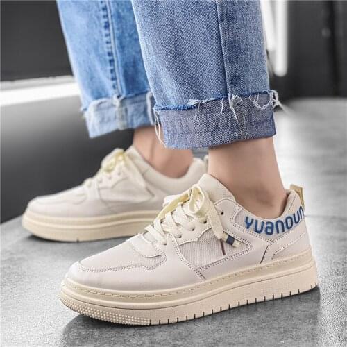 Men Leather Sneaker Trainers Summer Male Adult Shoes Casual Flats Lace-Up Height Increasing Sneakers