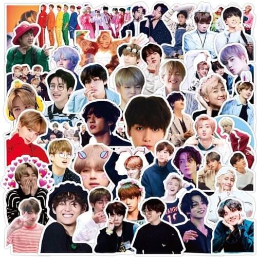 50Pcs Handsome Korea Group Kpop Stickers For Laptop Luggage Motorcycle Suitcase Skateboard Phone PVC Decals DIY Gift