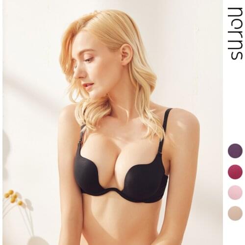 Norns European and American Deep U-shaped Gathered Low-cut Halter Wedding Dress Evening Dress Sexy Lingerie Bra