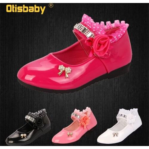 Toddler Girl Princess Lace Shoes PU Leather Sandals Flower Girl Shoes for Wedding Party Pink White Black Party Performance Shoes