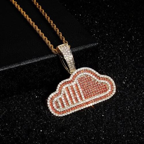 New Hip Hop Rock Jewelry Iced Out AAA Zircon Cloud Pendant Necklace For Men Women Couple Jewelry Accessories