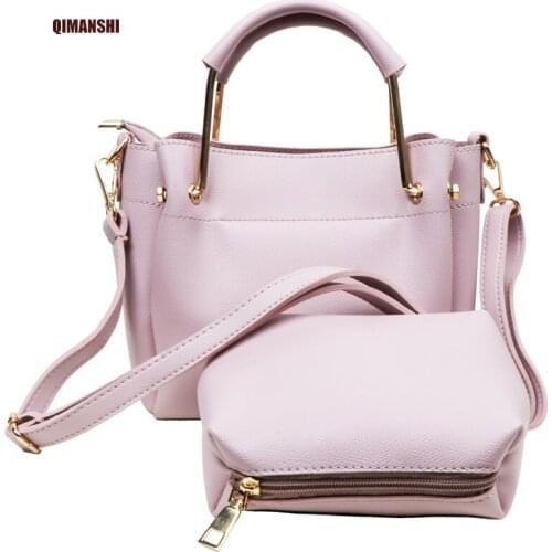 QIMANSHI TWO pieces shoulder tote bag Female Famous Brand 2017 Women Messenger Bags Handbag PU Leather Composite Bag bolsas