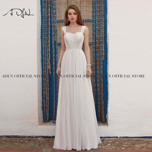 ADLN Chiffon Wedding Dress for Civil Wedding Floor Length Bridal Gown abito da sposa Boho Lace Bride Dress Customized