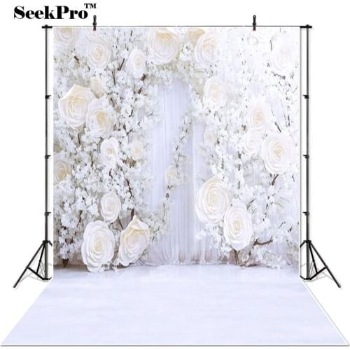 Thin Vinyl flower wall curtain wedding couple Photo Backdrops Printed photo studio indoor professional Photographic Backgrounds