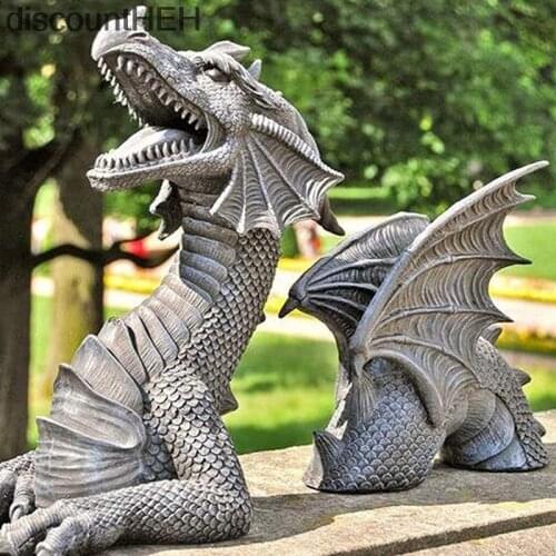 Outdoor Pastoral Dragon Statues Ornaments Courtyard Gothic Garden Home Figurines Crafts Villa Park Lawn Sculptures Decoration