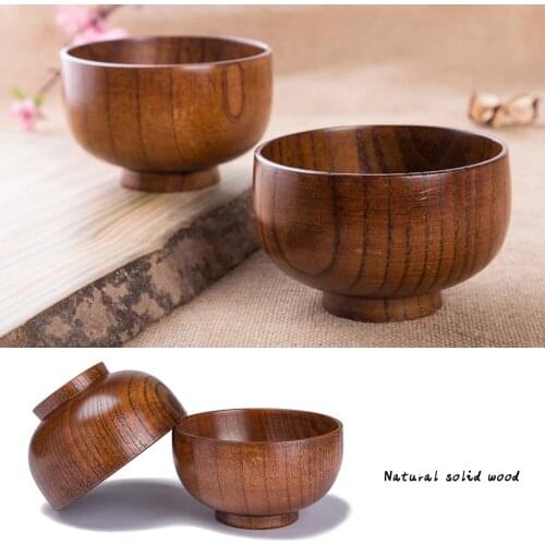 Japanese Style Salad Rice Noodles Bowls Natural Wood Tableware Wooden Bowl Soup Kitchen Utensil Dishes
