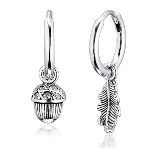 CKK Earring Acorn & Leaf Hoop Earrings Sterling Silver Jewelry 100% for Women Brincos kolczyki Pendientes accesorios mujer