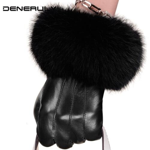Winter Gloves Women 2019 Touch Screen Gloves Genuine Leather Black Gloves Leather Luva Guantes Handschoenen Modis Hiver Femme