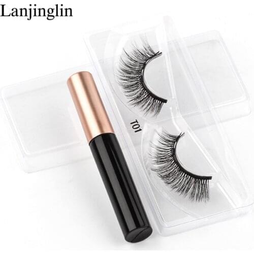 1 Pair Magnetic Eyelashes and Eyeliner Set Waterproof Magnet Eyeliner Long Lasting Natural Magnetic Lashes False Makeup Tool