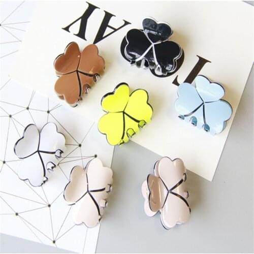 1 Pcs Mini Acrylic Four Leaf Clover Hairpins Women Colorful Hair Claws Clips Clamp Barrettes Hair Pins Styling Tools Accessories