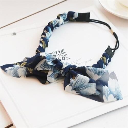 10pcs 2018 Fashion Women Chiffon Floral Bowknot Braid Headbands Ladies Girl Flower Rabbit Ears Hairband Elastic Hair Accessories