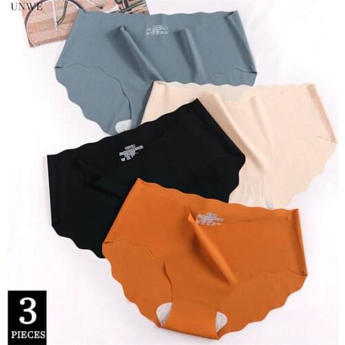 3 Pcs Solid Japanese Women Ice Silk Underwear Mid Waist Cotton Crotch Panties Ladies Seamless Briefs M-XL