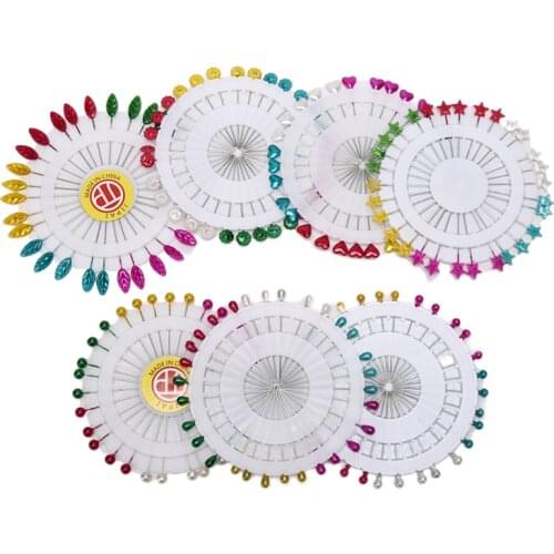 30Pcs/Set Colorful Heart Leaf Star Shawl Hijab Pins Abaya Scarf Brooches Jewelry