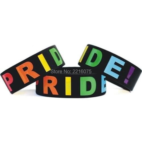 300pcs One Inch Pride Rainbow wristband silicone bracelets free shipping by DHL express