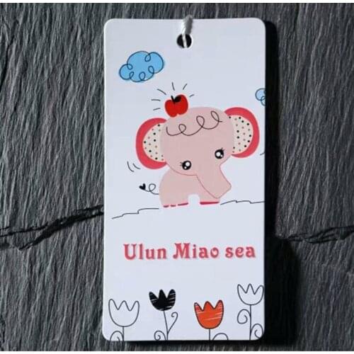 500pcs customized labels coated paper 400gsm custom printing hang tag single piece swing tags labels