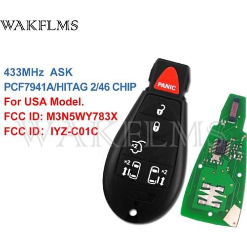 6 Buttons With Panic 433MHz PCF7941A ID46 Fobik Remote For Chrysler Town and Country With Slider Door Button M3N5WY783X IYZ-C01C