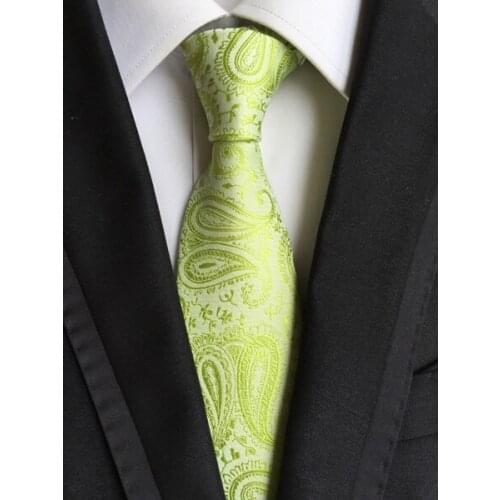 8cm Mens Ties Fashion Spring Green Paisley Necktie for Party