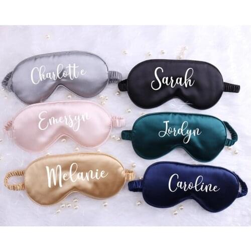9 Colors Personalized Sleep Eye Mask Custom Name Satin Eye Mask Letter Printed Bachelorette Party Gifts Soft Sleeping Eye Mask