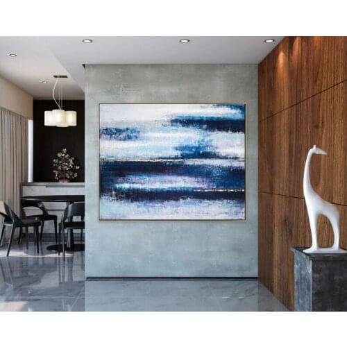 Abstract Painting Large Blue Canvas Oil Painting Wall Art Blue Modern Painting Wall Art On Canvas For Living As Christmas Gift
