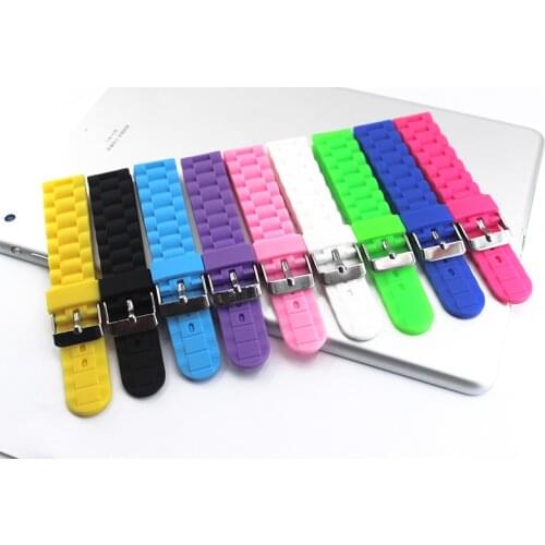 Watch accessories Silicone strap 20mm pin buckle tape Flat direct mouth Multicolor men Women watch band