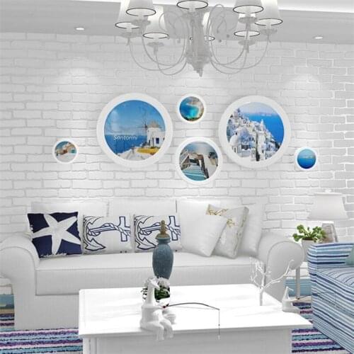 Beibehang High-end white brick wallpaper clothing store white brick pattern TV background bricks nordic mediterranean style обои