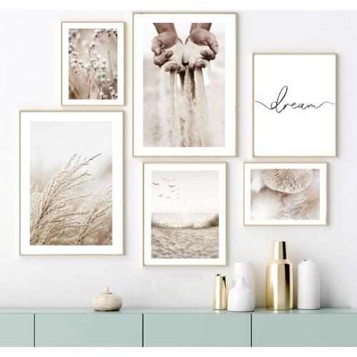 Beige Mushroom Cotton Reed Grains Of Sand Canvas Painting Wall art Posters and Prints Wall Pictures For Living Room Decoration