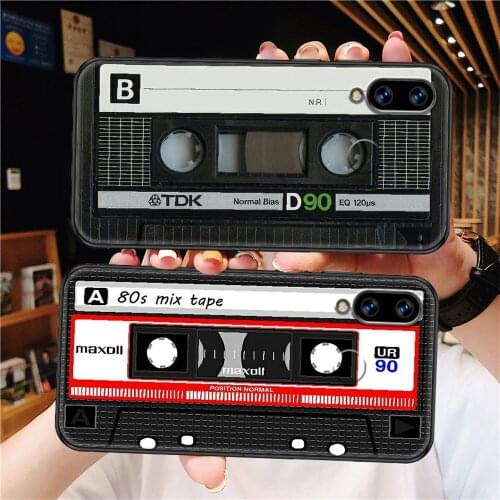 Vintage Cassette tape retro style Phone case For Samsung Galaxy Note 4 8 9 10 20 S8 S9 S10 S10E S20 Plus UITRA Ultra black soft