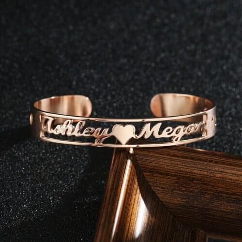 Cutomized Personalized Nameplate Bracelet Gold Name Hollow Stainless Steel Adjustable Heart Bracelet Fashion jewelry gifts