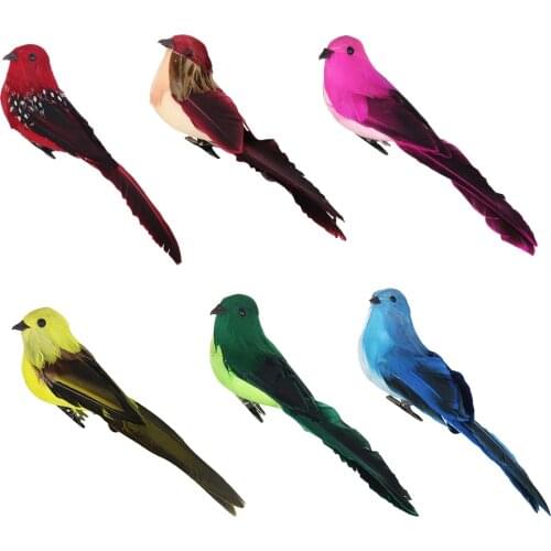 Colours Artificial Feather Foam Birds with Clamp Garden Tree Decor Feathered Birds Clip On Fake Bird Ornament for Home Decor