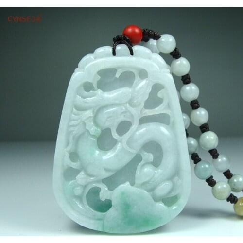 CYNSFJA Real Rare Certified Natural Grade A Burmese Jadeite Amulets Dragon Jade Pendant High Quality Hand Carved Best Gifts