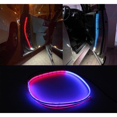Decorative Lamp Red&Blue Atmosphere Lamp Car Door Warning Light 168 LED Light Strip Tail Light 1.2m 12V Car Strobe Light