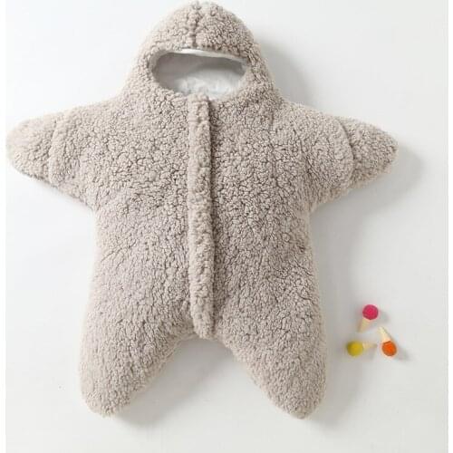 LazyChild Baby Sleeping Bag Starfish Lamb Wool Sleeping Bag Add Cotton To Thicken Autumn And Winter Quilt 2021 New Dropshipping