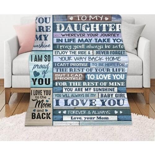 Home Letter 3D Printing Blanket to My Daughter or Son Blankets for Daughters Air Mail Blanket Encourage and Love Throw Blankets
