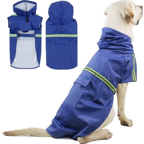 MC Star Pet Dog Raincoat Reflective Strip Outdoor Raincoat Breathable Jumpsuit S-5XL Dog Rain Coat Cap Waterproof Poncho Jackets