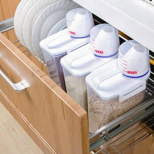 2L Plastic Cereal Dispenser Storage Box Kitchen Food Grain Rice Container Nice Kitchen rice storage box flour grain storage
