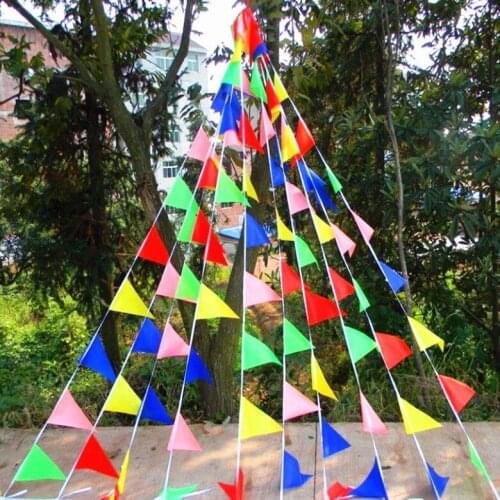 50m/set Party banners 100 flags Bunting Festive ball celebration Fence Warn Dividing line birthday House dress up Pennant E0899