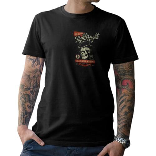 T-Shirt Fight Night Skull Oldschool Tattoo Boxings Mma Fighter New Summer Style Printed Cotton O Neck Short Sleeve Fit T Shirt